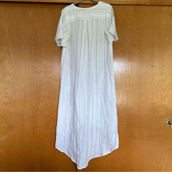 Garnet Hill Linen High-Low Midi Length Cover Up Dress Salt Mini Stripe $149 - Picture 13 of 14